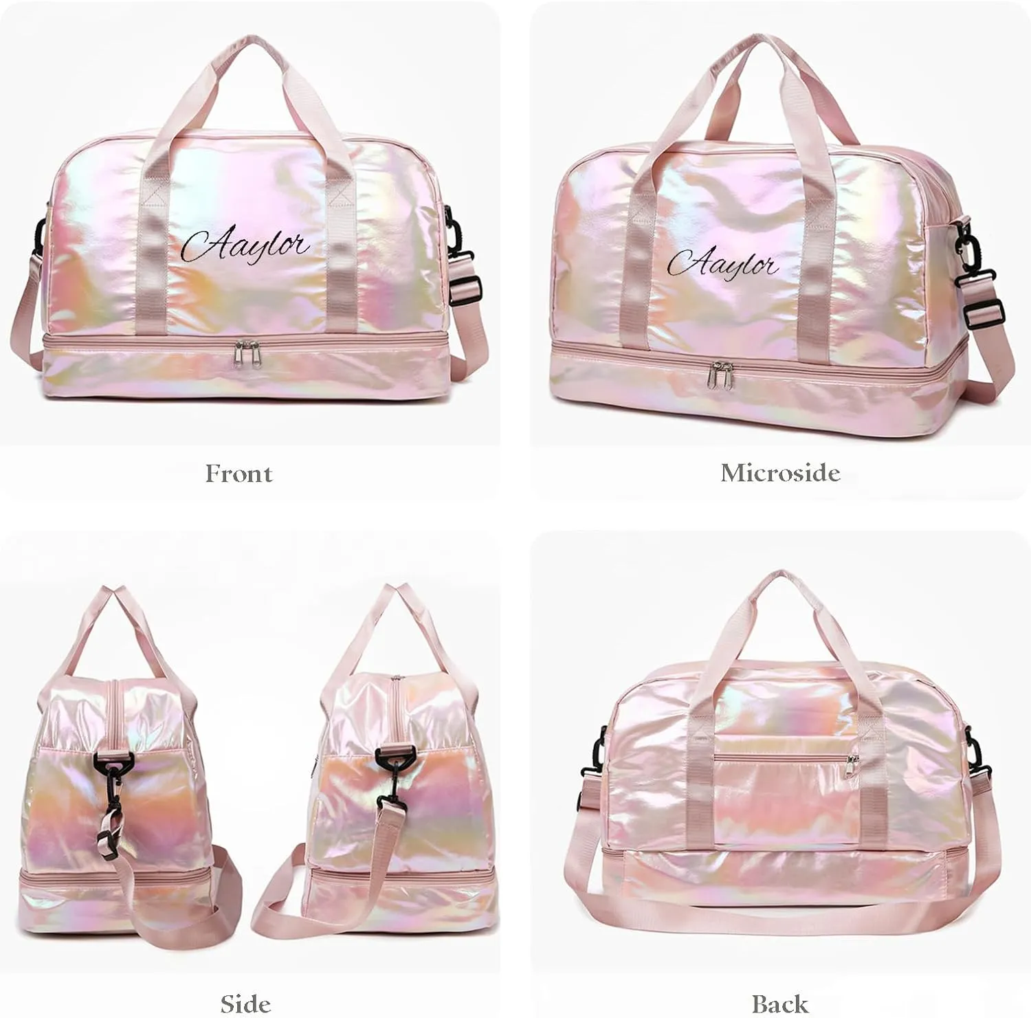 Personalized Large Duffel Bag, Embroidered Name,Custom Sport Gym Bags for Women/Men, Weekend Overnight Camp Bag with Wet Dry Pockets & Shoe, Bridesmaid Gift,Cheerleading Dance Travel Pack