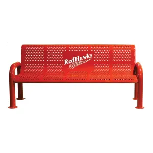 Personalized Perforated U-Leg Stadium Bench With Back - surface mount
