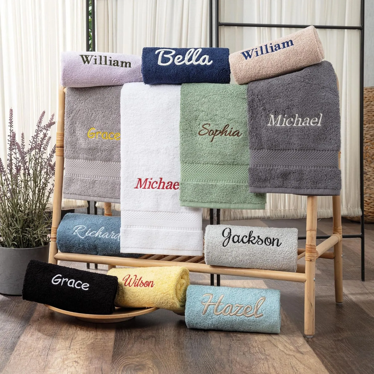 Personalized Towels - Customized Turkish Cotton Towel Set, Monogrammed Towels with Initials, Name & Embroidery, Idea for Weddings, Bridal Showers, Anniversaries, Housewarming, New Home