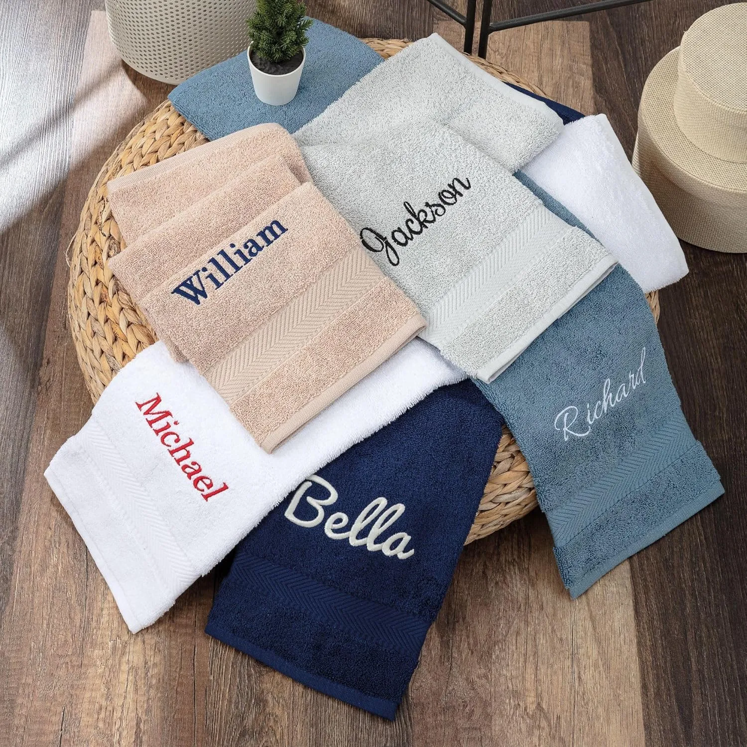 Personalized Towels - Customized Turkish Cotton Towel Set, Monogrammed Towels with Initials, Name & Embroidery, Idea for Weddings, Bridal Showers, Anniversaries, Housewarming, New Home