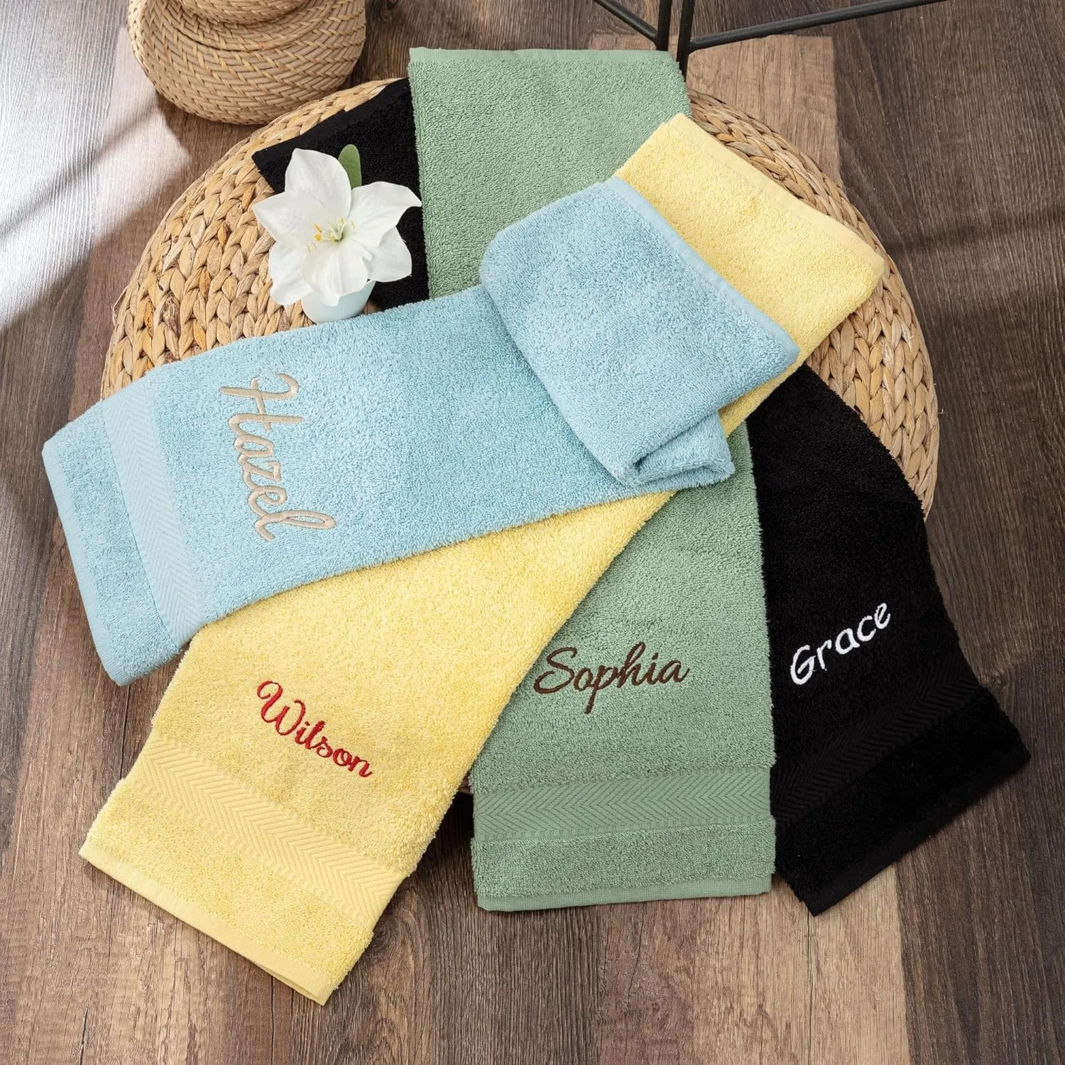 Personalized Towels - Customized Turkish Cotton Towel Set, Monogrammed Towels with Initials, Name & Embroidery, Idea for Weddings, Bridal Showers, Anniversaries, Housewarming, New Home