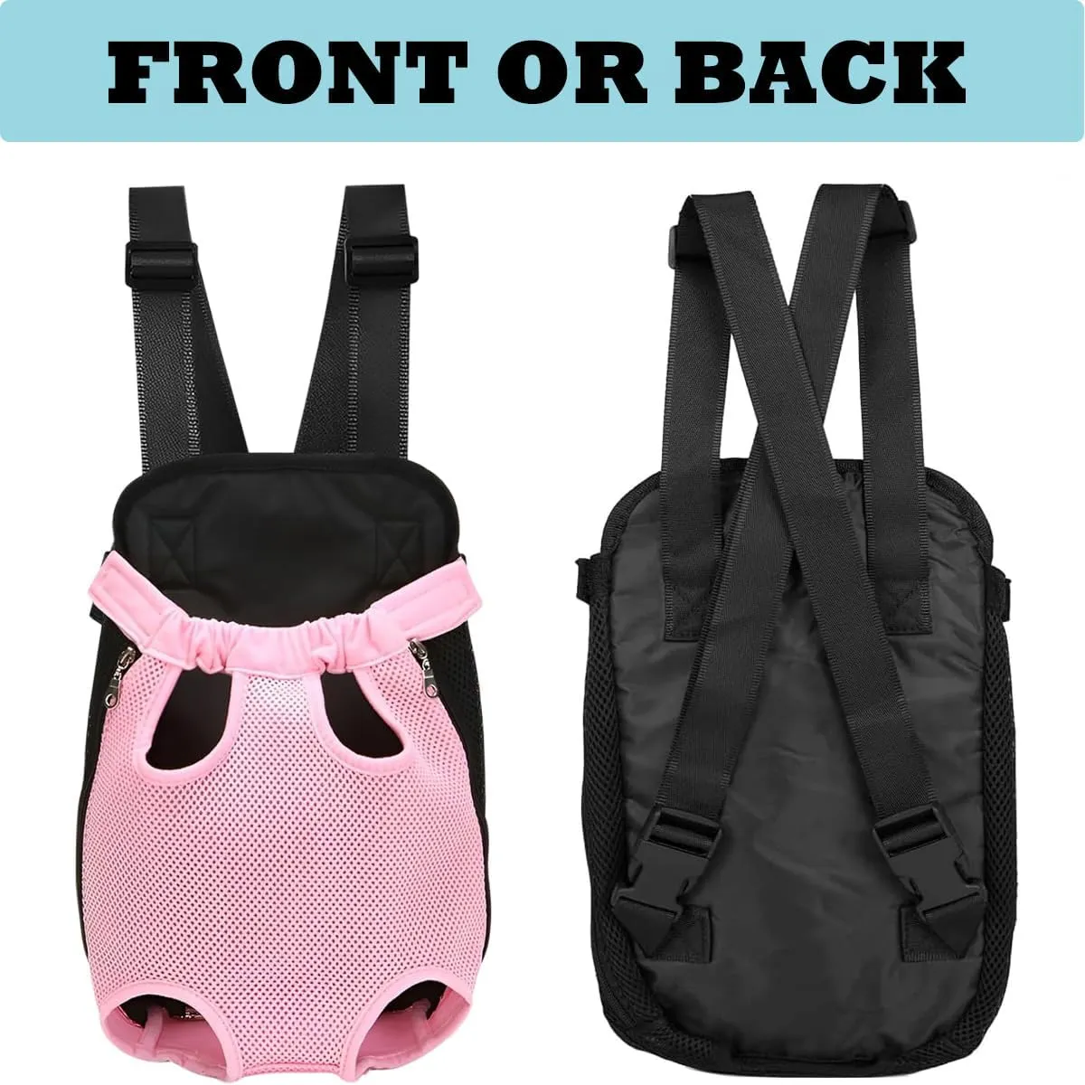 Pet Carrier Backpack, Adjustable Pet Cat Dog Carrier Backpack Travel Bag, Legs Out,Dog Carrier for Hiking Camping Travel, Sling Bag for Small Medium Dog Cat (Black, X-Large (10-15LBS))