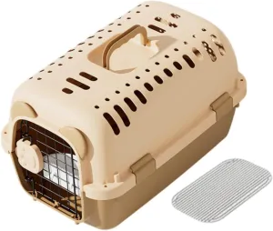 Pet Carrier Hard Sided Pet Transport Cage Breathable Comfortable Dog Kennel Cat Cage for Hiking Indoor Outdoor Camping Biking, L