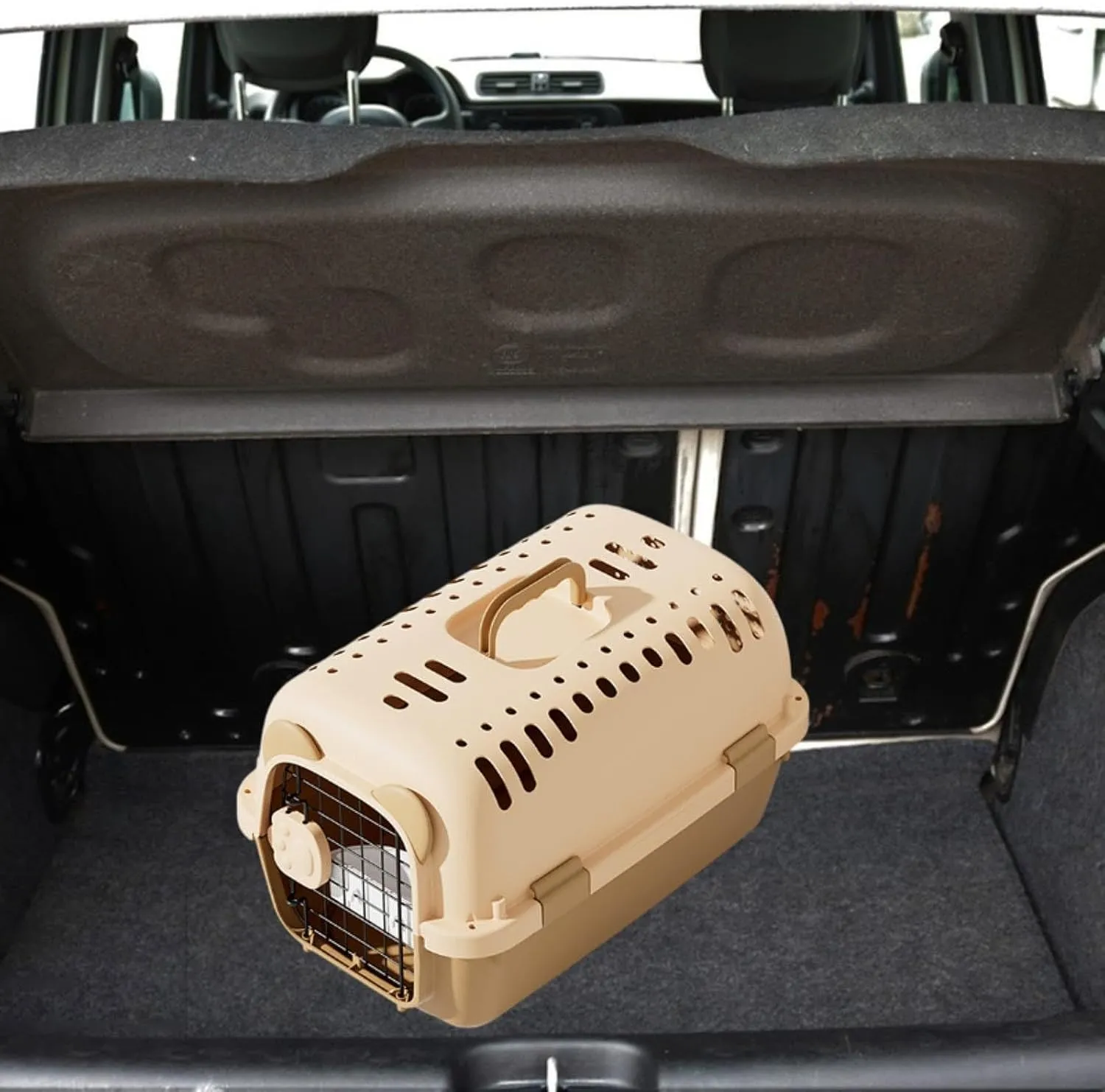 Pet Carrier Hard Sided Pet Transport Cage Breathable Comfortable Dog Kennel Cat Cage for Hiking Indoor Outdoor Camping Biking, L