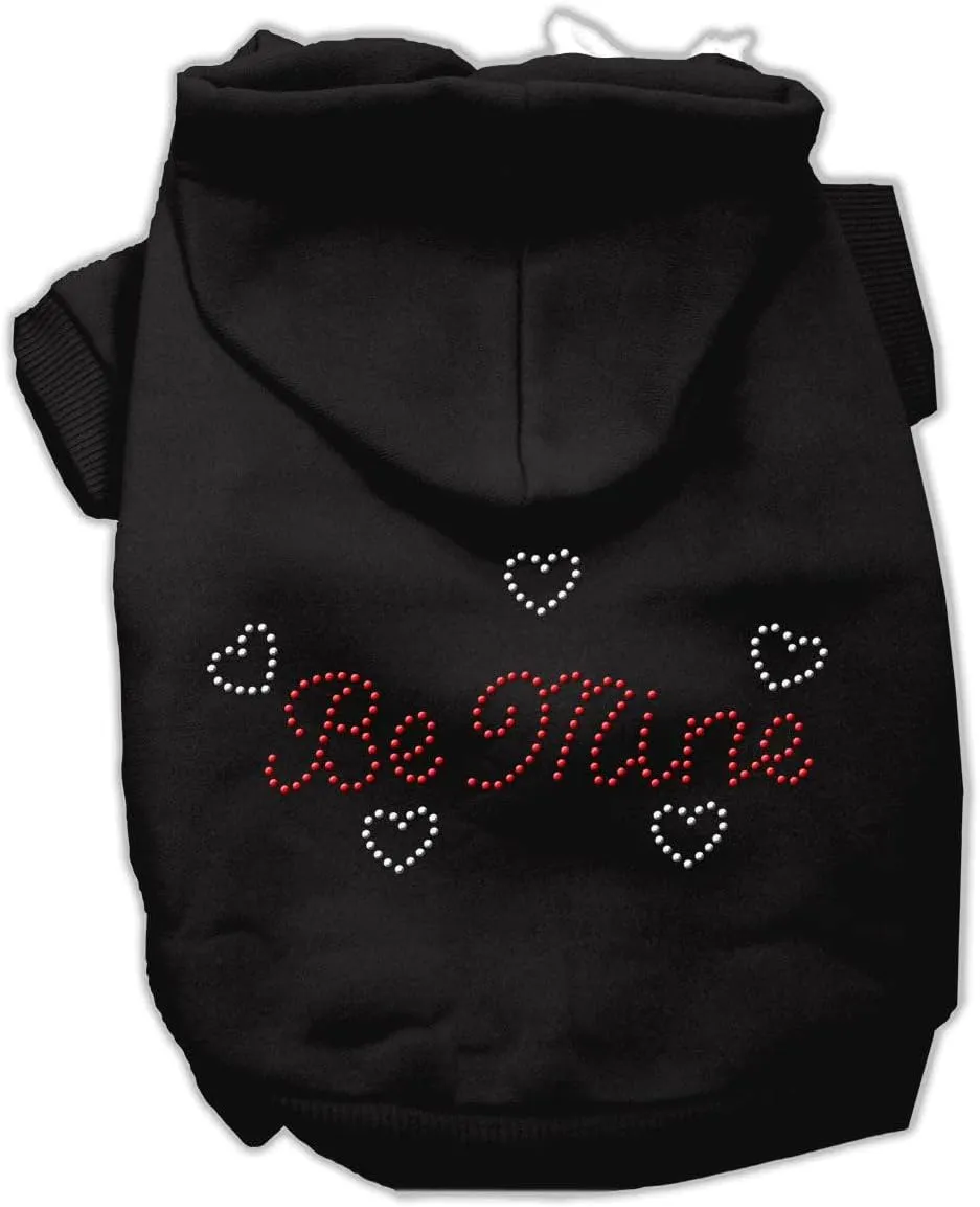 Pet, Dog & Cat Hoodie Rhinestone, "Be Mine" Black XS (0-3 lbs.)