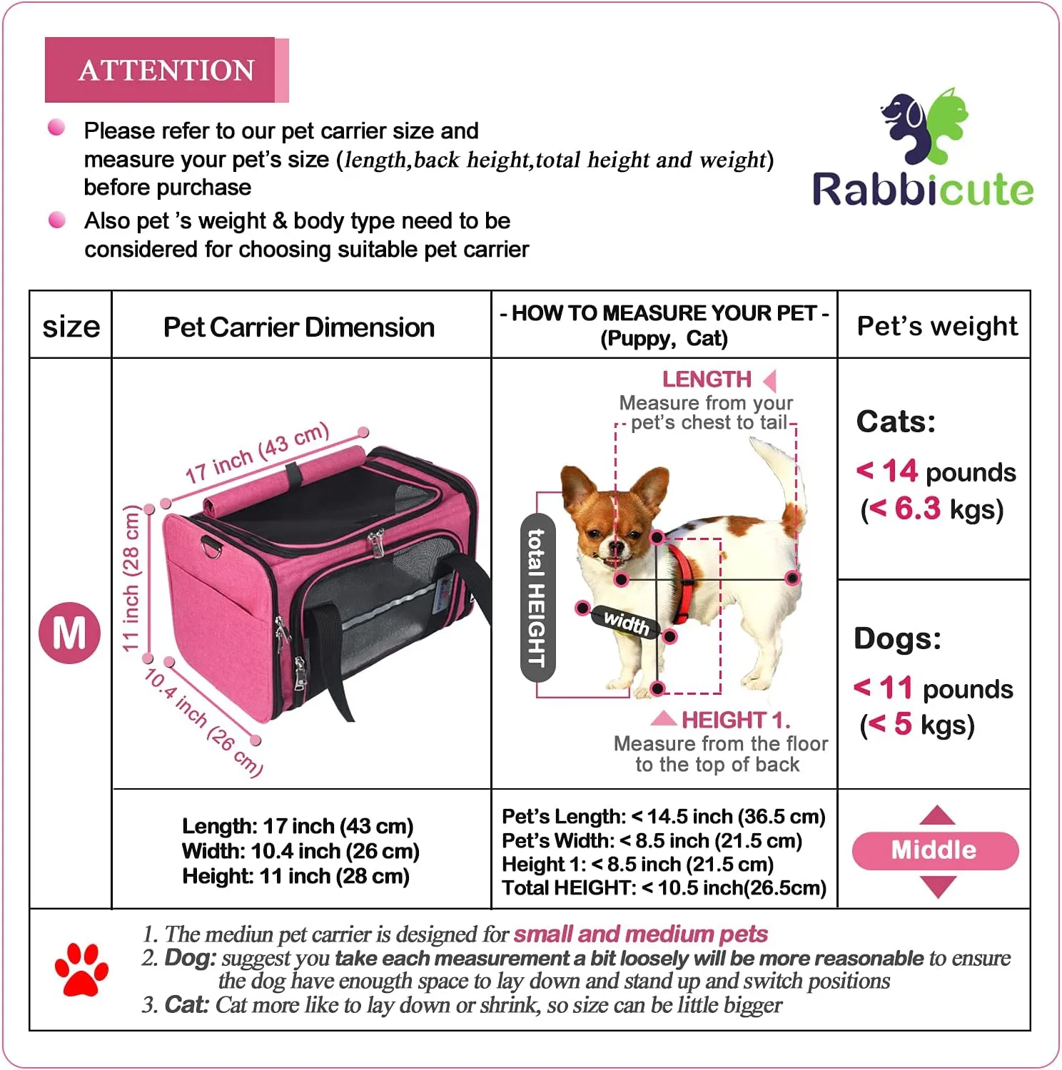 Pet Dog Cat Carrier Bag for Medium Small Dog Cat with Washable Cozy Bed Locking Safety Zipper Shoulder Strap Airline Approved Pet Carrier Portable Collapsible Puppy Carrier Escape Proof