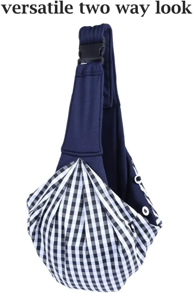 Pet Dog Sling Carrier, Adjustable Strap Hands Free Reversible Double-Sided Pouch Pet Papoose Bag Tote Bag with a Pocket Safety Belt Puppy Carrier Travel Bag Backpack for Small Dogs Cats Rabbits (Grey)