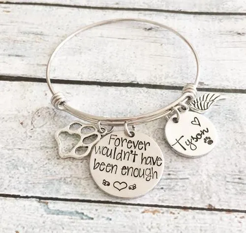 Pet loss- Hand stamped dog bangle - Pet memorial