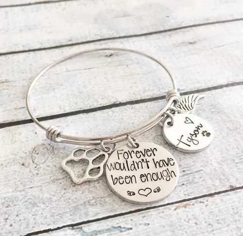 Pet loss- Hand stamped dog bangle - Pet memorial
