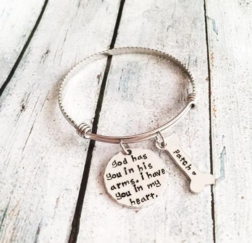Pet loss- Hand stamped dog bangle - Pet memorial