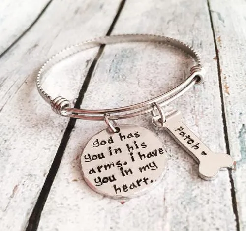 Pet loss- Hand stamped dog bangle - Pet memorial