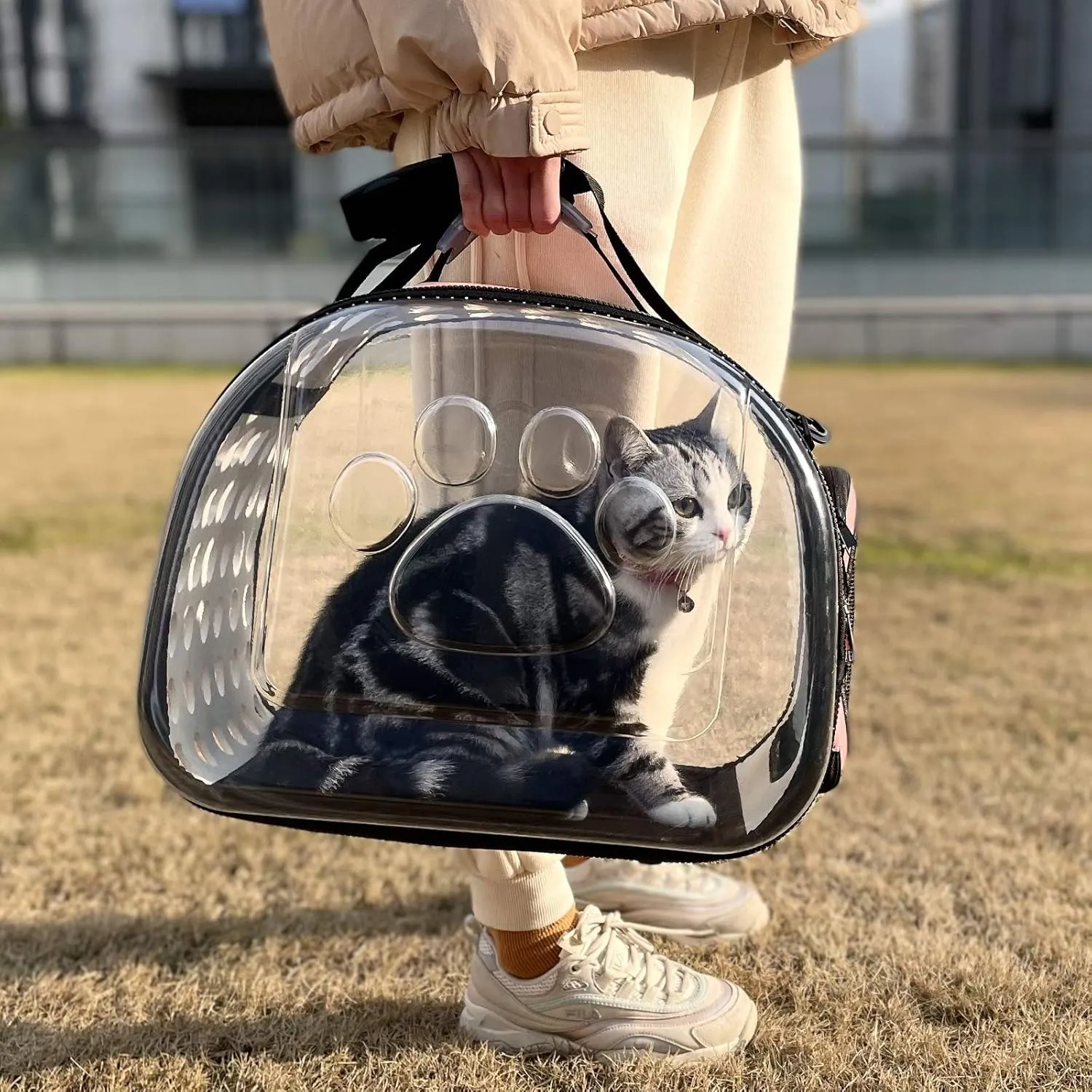 PetLike Airline Approved Pet Carrier Soft Sided Collapsible Travel Bag for Cats & Small Dogs (Blue, Leather)