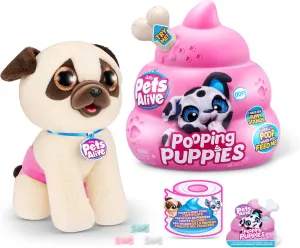 Pets Alive Pooping Puppies (Pug) by ZURU Surprise Puppy Plush, Ultra Soft Plushies, Interactive Toy Pets, Electronic Pet Puppy for Girls and Children