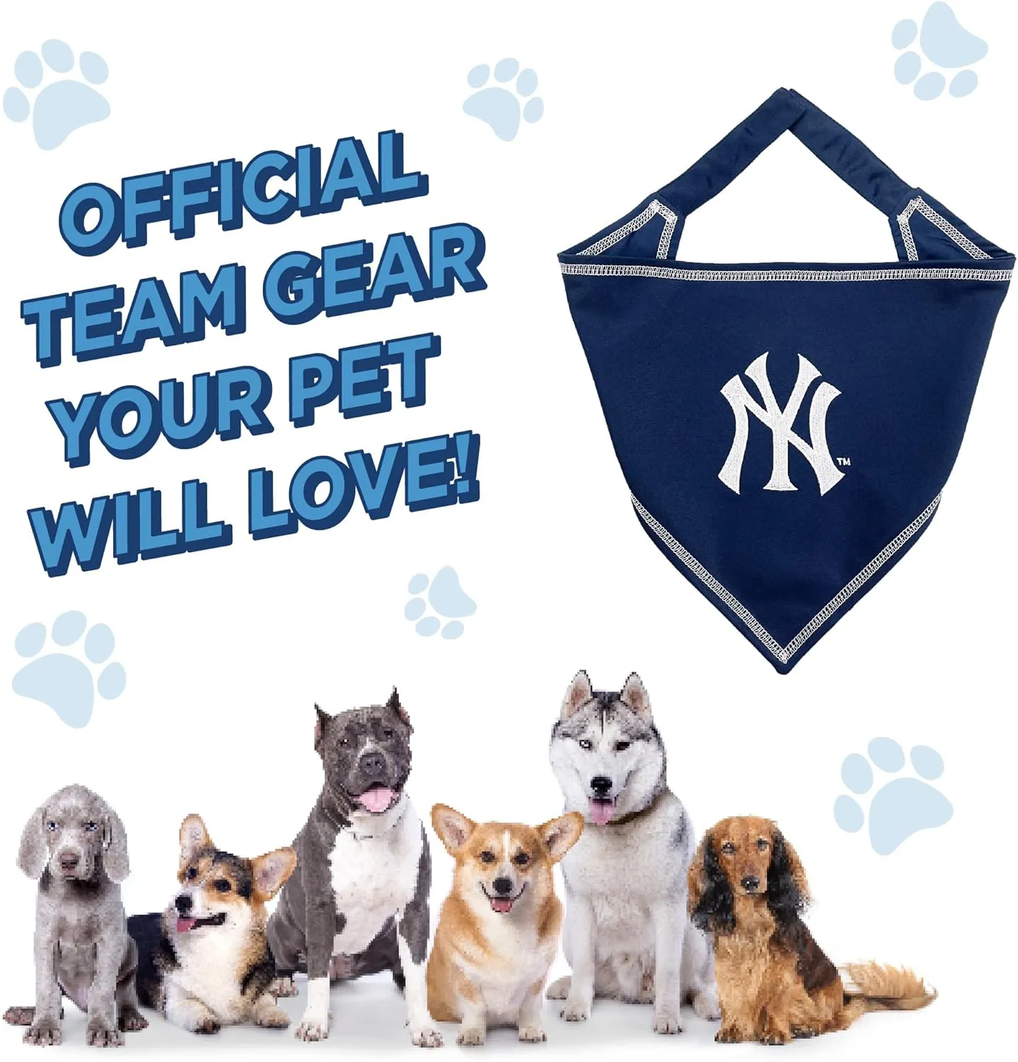 Pets First MLB New York Yankees TIE Bandana, Large/X-Large. Dog Bandana Scarf Bib for Pet Cat Dog. The Ultimate Game-Day, Party Bandanna, Birthday Event