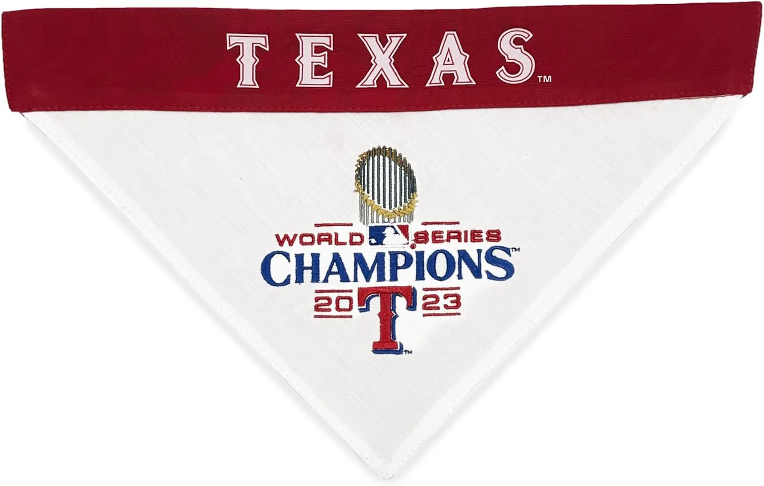 Pets First MLB Texas Rangers Reversible Bandana Size XX-Large for Dogs & Cats. 2 Sided Sports Bandana,Premium Embroidery Team Logo, All MLB Teams Available