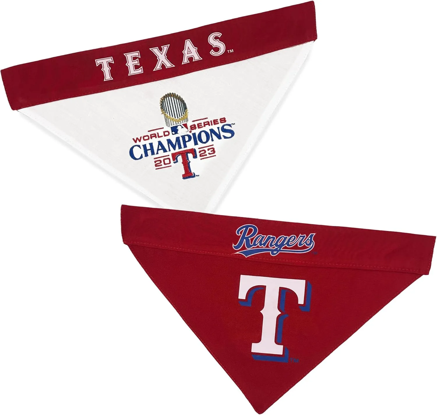 Pets First MLB Texas Rangers Reversible Bandana Size XX-Large for Dogs & Cats. 2 Sided Sports Bandana,Premium Embroidery Team Logo, All MLB Teams Available