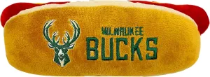Pets First NBA Milwaukee Bucks HOT Dog Plush Dog & CAT Squeak Toy - Cutest HOT-Dog Snack Plush Toy for Dogs & Cats with Inner Squeaker & Beautiful Basketball Team Name/Logo