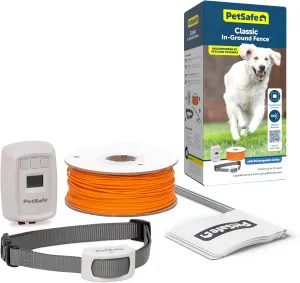 PetSafe Classic In-Ground Fence In Ground Cat Fence, Underground Dog Containment System Expandable Up to 5 Acres, Digital LCD Screen, 8 Different Collar Settings, Invisible, Pet Training