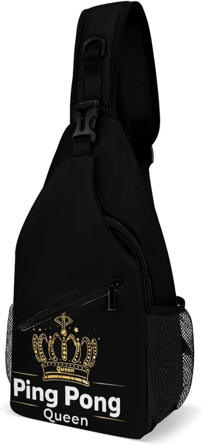 Ping Pong Queen Sling Bag Casual Chest Bag Daypack Crossbody Fanny Pack Cross Body Bag for Outdoors Hiking Traveling