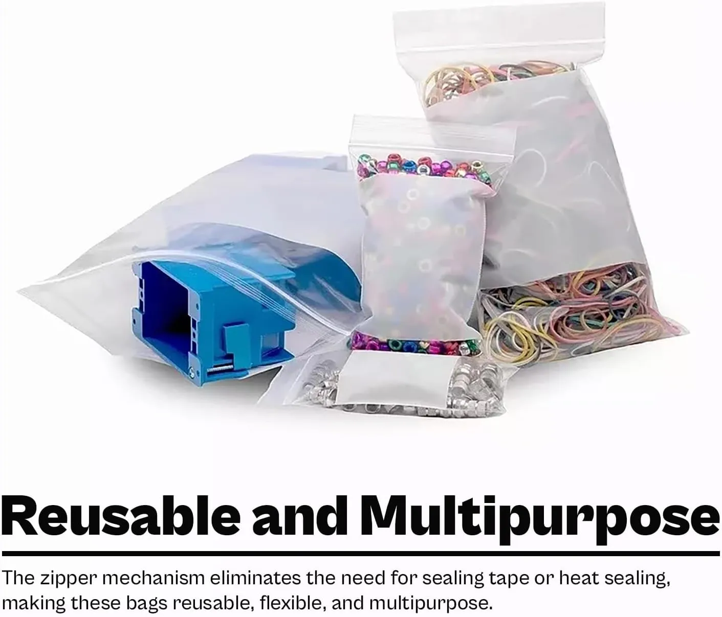Plastic Bag, Resealable White Block Bags, Clear, 6 x 9 Inch, 4 Mil, 1000 Pack