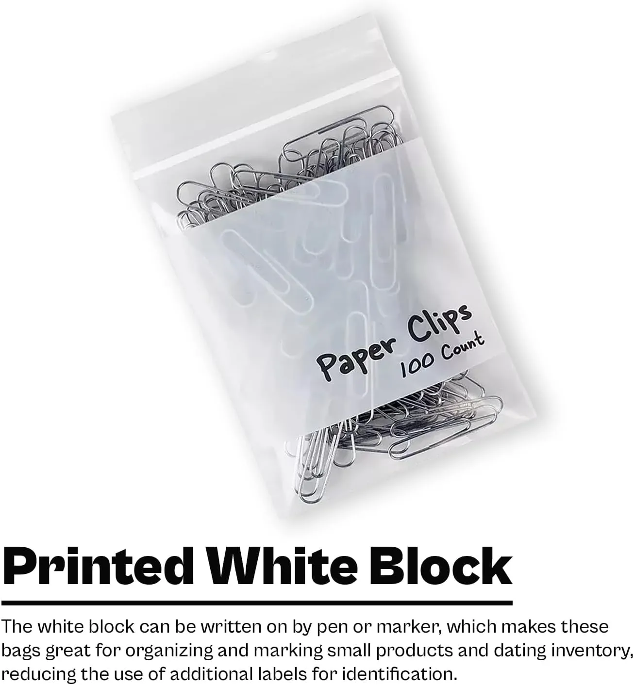 Plastic Bag, Resealable White Block Bags, Clear, 6 x 9 Inch, 4 Mil, 1000 Pack