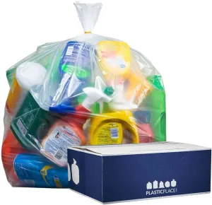 Plasticplace 40-45 Gallon Trash Bags │ 2.0 Mil │ Clear Extra Heavy Garbage Can Liners │ 40" x 46" (50 Count)