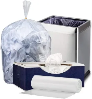 Plasticplace 7-10 Gallon Trash Bags │ 6 Microns │ Clear Garbage Can High Density Liners │ 24" x 24’" (1000 Count)