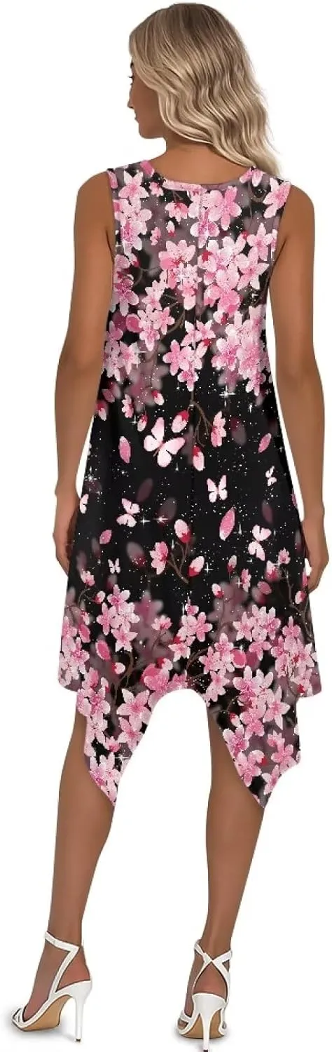 Plus Size Women Tank Dress with Pockets Stretch Slim Midi Dresses