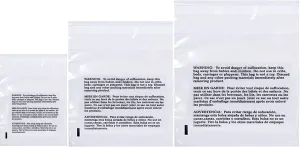 Poly Bags with Suffocation Warning 16x22, 20x24, 24x28 - X-Large Combo Pack of 150 (50 each size) - Clear Poly Bags by Retail Supply Co - Resealable