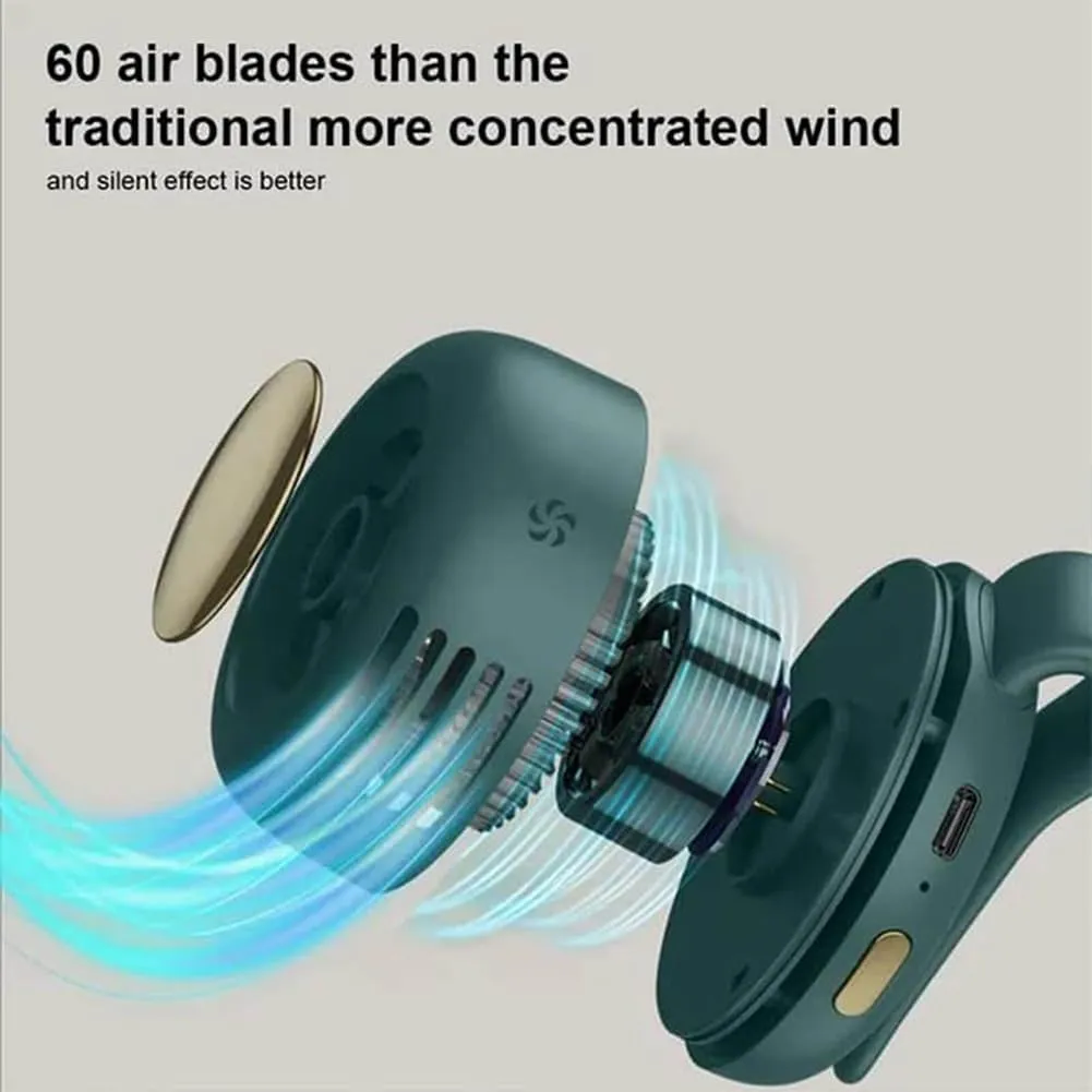 Portable Silent Mini Bladeless Fan Clip On,Portable Clip on Fan,Mini Fan with Clip,3 Speeds Hands-Free Small Whirlwind Bladeless Fan Neck Fans,For Outdoor & Travel & Office, Travel Accessories, Gift(G