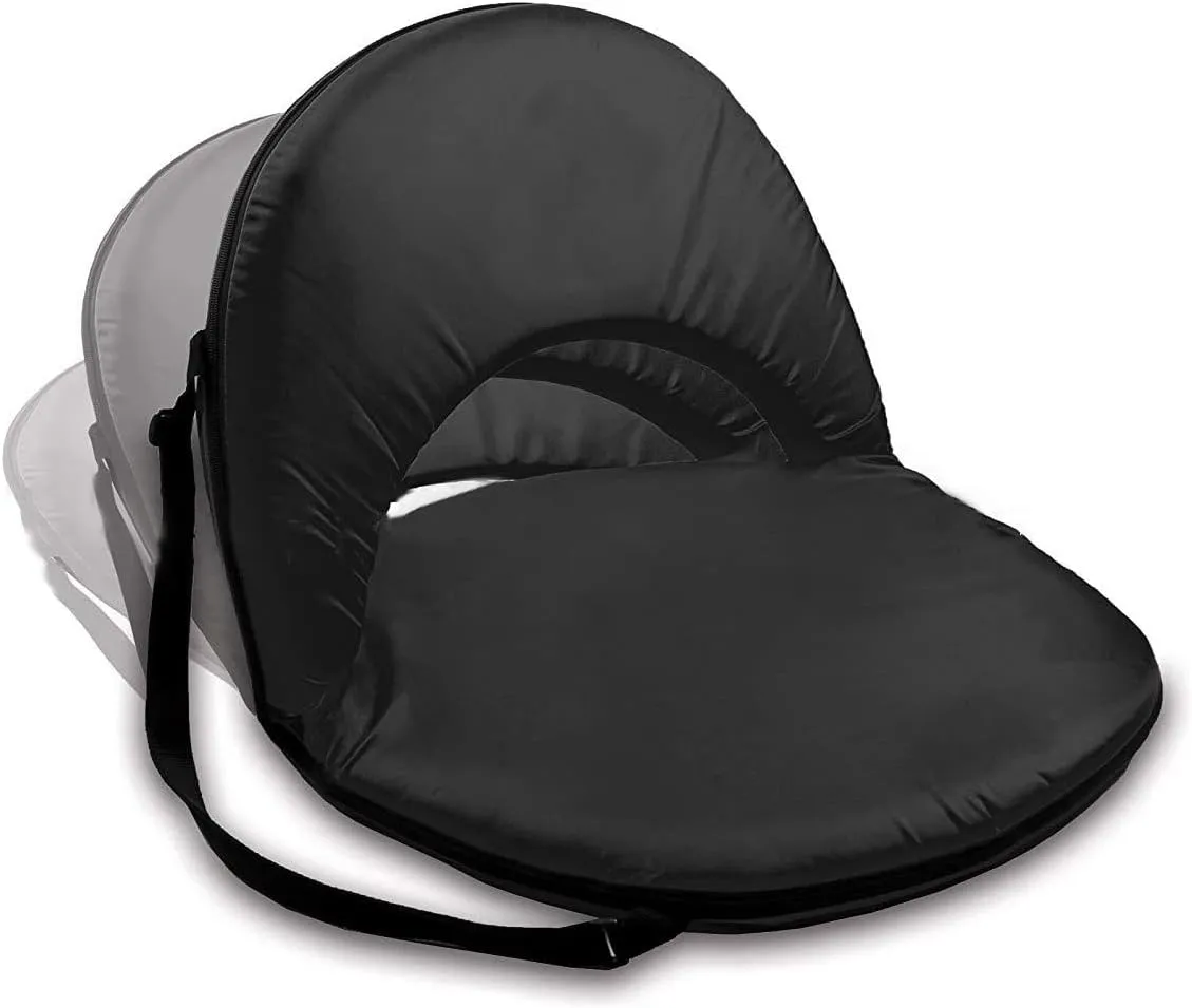 Portable Stadium Seat Cushion, Outdoor Folding Padded Floor Chair with Back Support, Lightweight Stadium Bleacher Seat for Sporting Events, Outdoor Concerts-Black