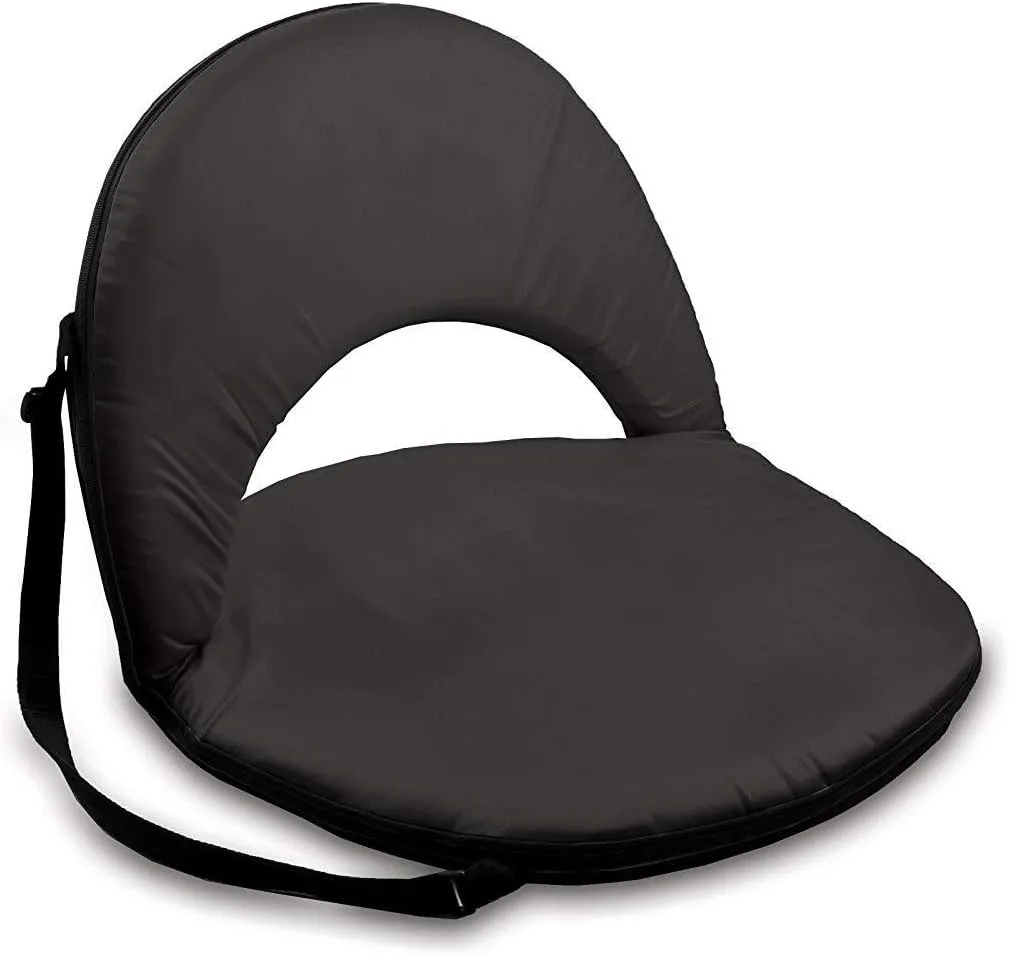 Portable Stadium Seat Cushion, Outdoor Folding Padded Floor Chair with Back Support, Lightweight Stadium Bleacher Seat for Sporting Events, Outdoor Concerts-Black