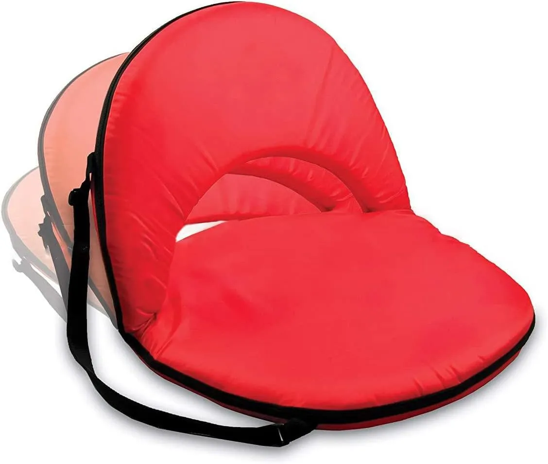 Portable Stadium Seat Cushion, Outdoor Folding Padded Floor Chair with Back Support, Lightweight Stadium Bleacher Seat for Sporting Events, Outdoor Concerts-Red