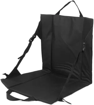 Portable Stadium Seat, Padded Folding Stadium Chair with Backrest, Bleacher Cushion with Backrest Lightweight Outdoor Cushion with Handle and Pocket, Black