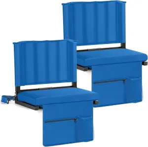 Portable Stadium Seats with Back Support, Thickened Bleacher Chairs with Back and Cushion, Soft & Comfortable, Lightweight Stadium Seats for Bleachers, Park, Grassland