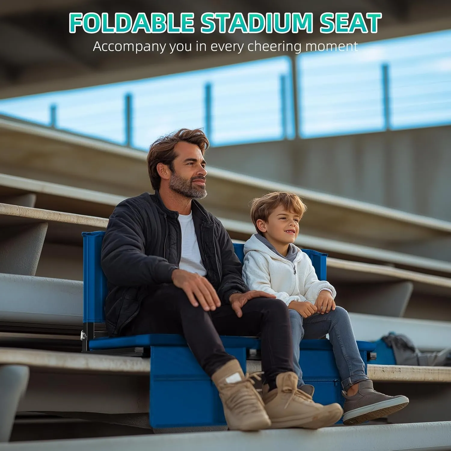 Portable Stadium Seats with Back Support, Thickened Bleacher Chairs with Back and Cushion, Soft & Comfortable, Lightweight Stadium Seats for Bleachers, Park, Grassland