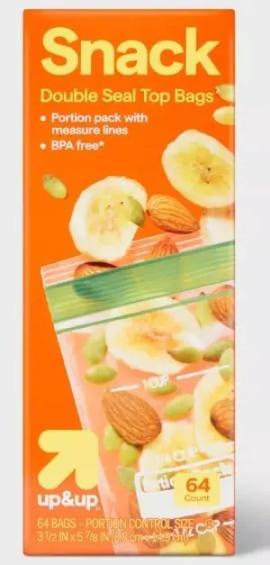 Portion Control Snack Bags (BPA free) ~ 3 1/2" x 5 7/8" ~ (64 bags x 2 = 128 bags)
