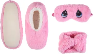 Precious Moments Sleep Gift Set | You’re Precious Fabric/Plush Slippers, Mask and Headband Gift Set | Gift for Mom Gifts for Her | One Size Fits Most Pink