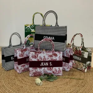 PREMIUM QUALITY - EMBROIDERED Custom Stripe Canvas Tote Bag