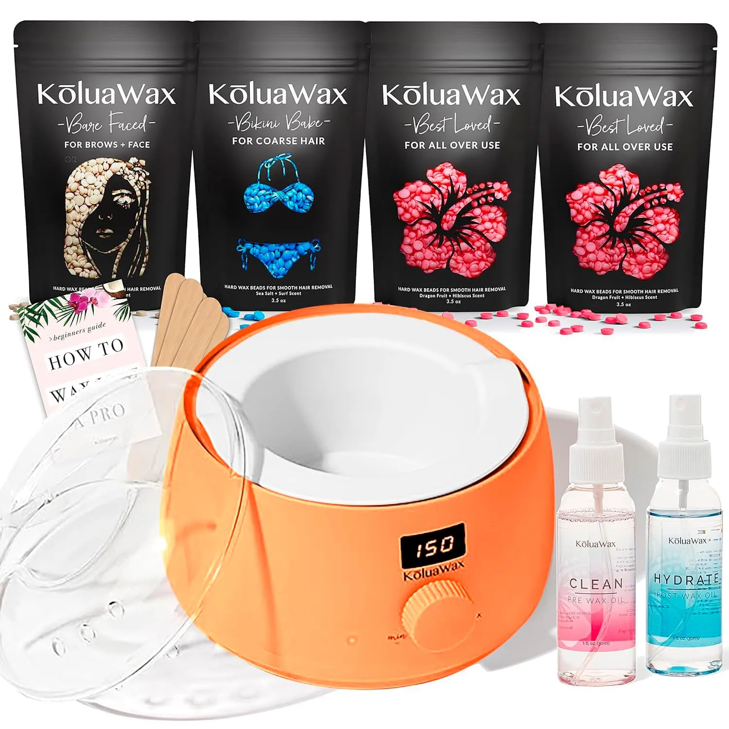 Premium Waxing Kit for Women - Hot Melt Hard Wax Warmer for Hair Removal, Eyebrow, Bikini, Legs, Face, Brazilian Wax - Machine (Pack of 4) Beads, Accessories, Black
