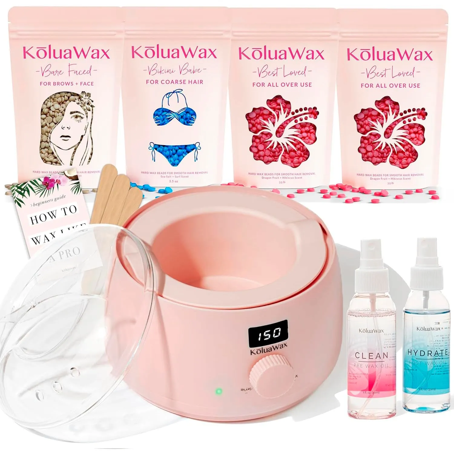 Premium Waxing Kit for Women - Hot Melt Hard Wax Warmer for Hair Removal, Eyebrow, Bikini, Legs, Face, Brazilian Wax - Machine (Pack of 4) Beads, Accessories, Black