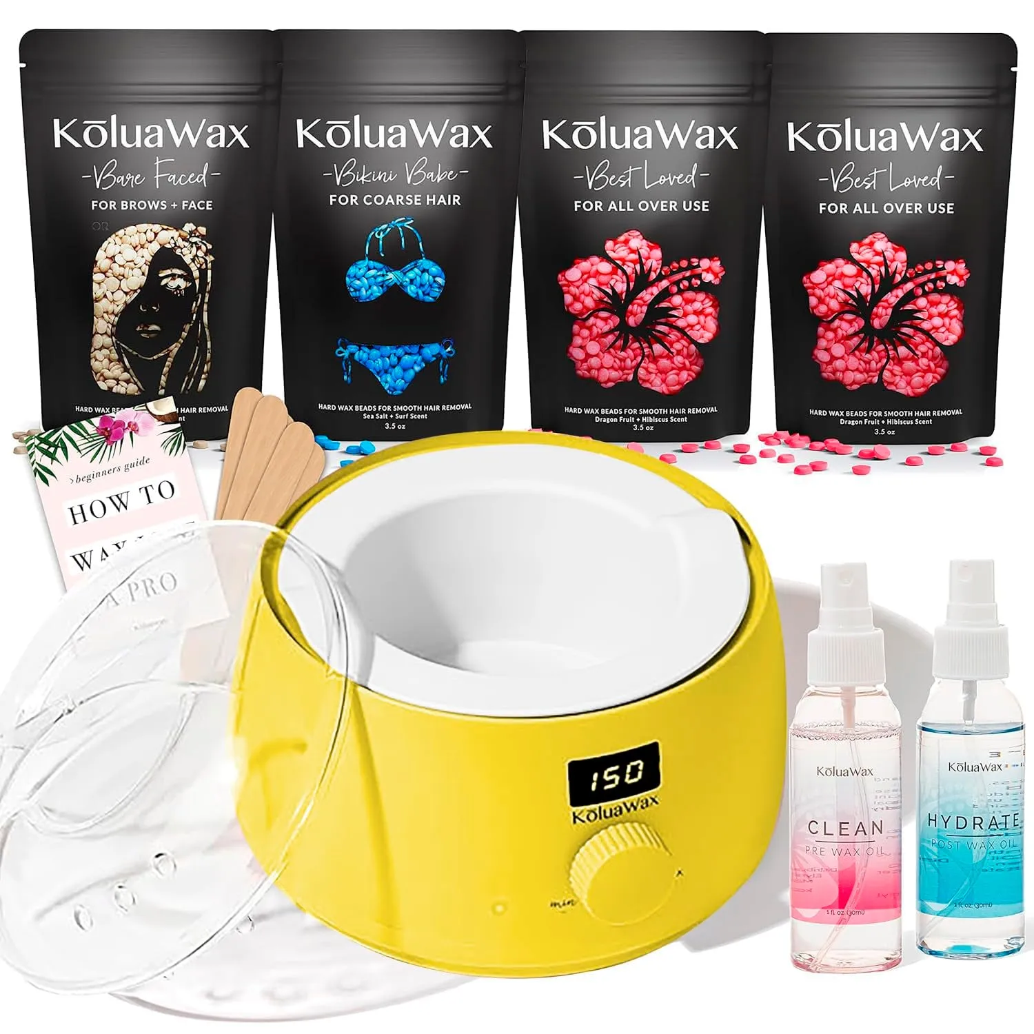 Premium Waxing Kit for Women - Hot Melt Hard Wax Warmer for Hair Removal, Eyebrow, Bikini, Legs, Face, Brazilian Wax - Machine (Pack of 4) Beads, Accessories, Black