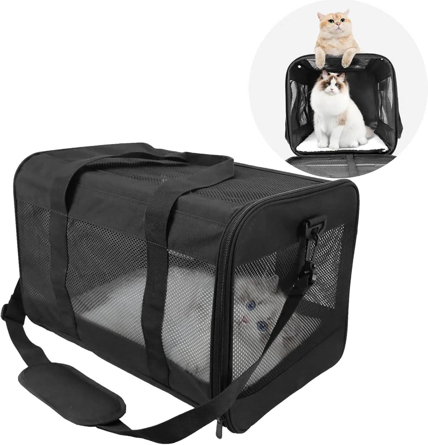Prodigen Cat Carrier Dog Carriers for Small Dogs Soft Slided Airline Approved Collapsible Pet Travel Carrier, Small (16.3" L x 11.8" H x 12.4" W)