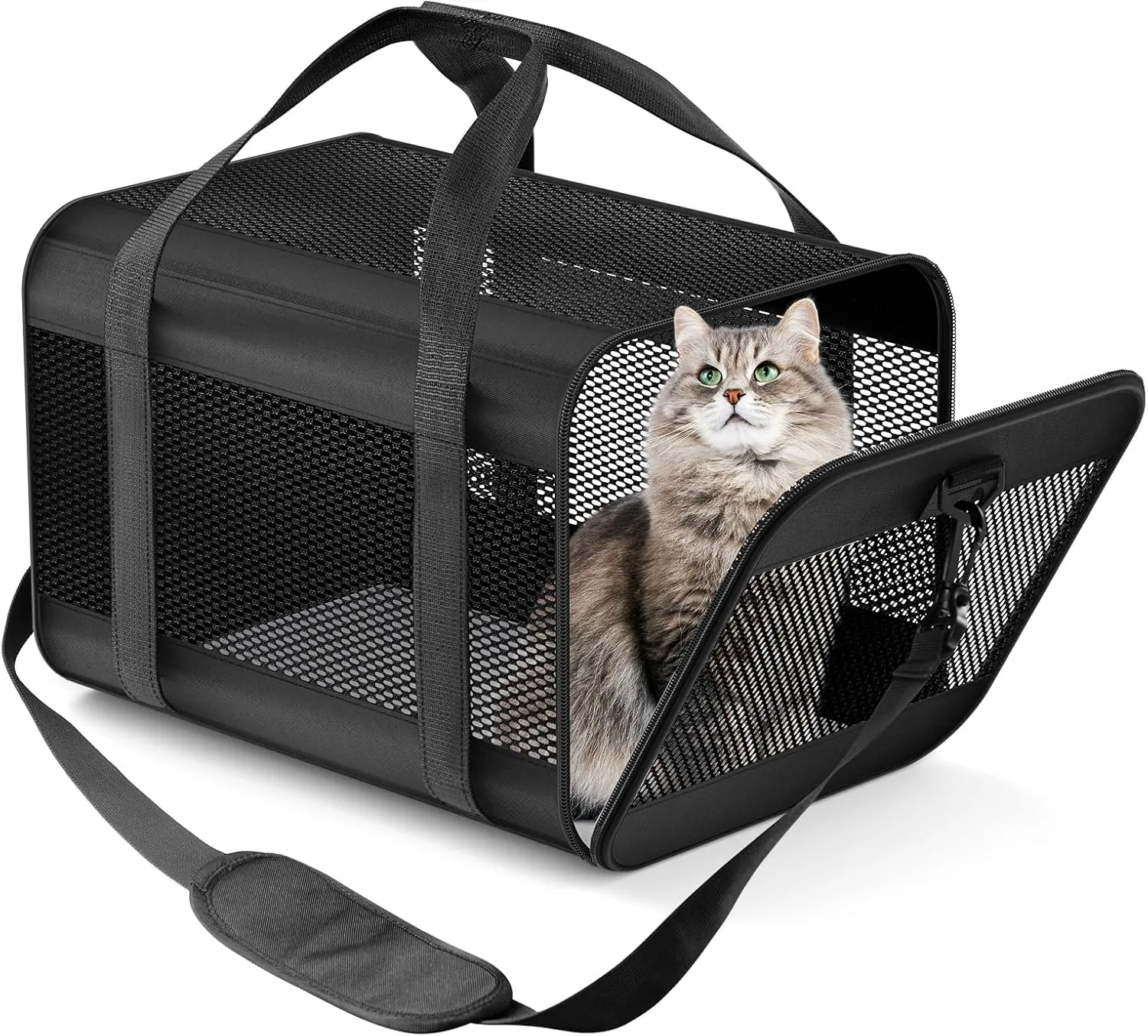 Prodigen Cat Carrier Dog Carriers for Small Dogs Soft Slided Airline Approved Collapsible Pet Travel Carrier, Small (16.3" L x 11.8" H x 12.4" W)