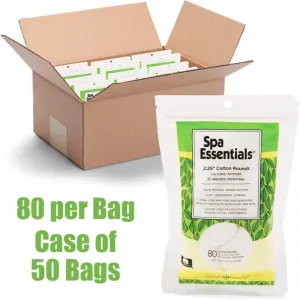 Professional-Grade 2.25" Cotton Rounds / 80 Rounds Per Bag, 50 Bags Per Case = 4,000 Rounds Total by Spa Essentials