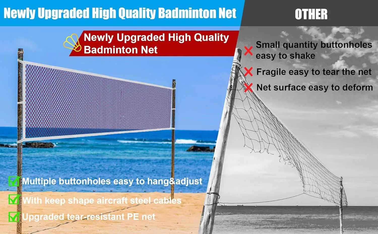 Professional Portable Badminton Net - 20FT X 2.5FT, Ideal for Backyard, Beach, Schoolyard & Competition, Includes Carrying Bag