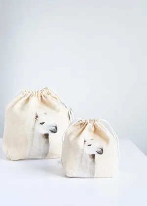 Project bags. Set of 2 Knitter Project Bags. Large and Small.  Lama print