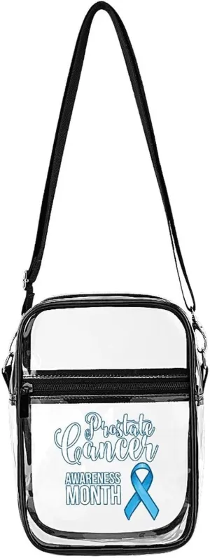 Prostate Cancer Awareness Blue Ribbon Clear Stadium Crossbody Bag Small Shoulder Purse Adjustable Strap Handbag for Women Men