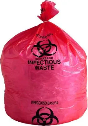PSBM Biohazard Bags Infectious Waste Liner Bags, 30 Gallon Capacity, 70 Pack, Red, 31 x 43 Inch