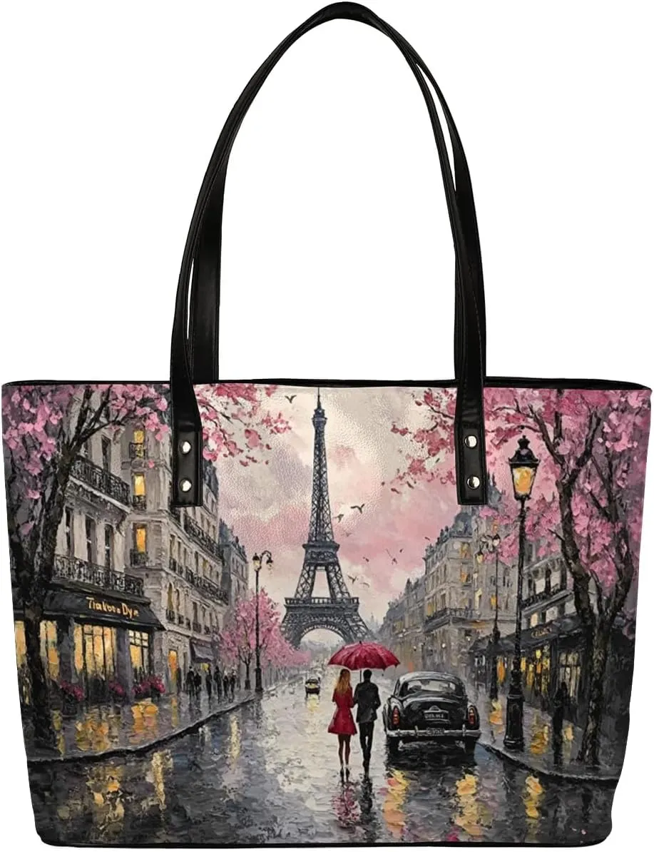 PU Leather Tote Bag for Women - Large Purses Handbags Top Handle Ladies Shoulder Bag with Zipper for Work Travel